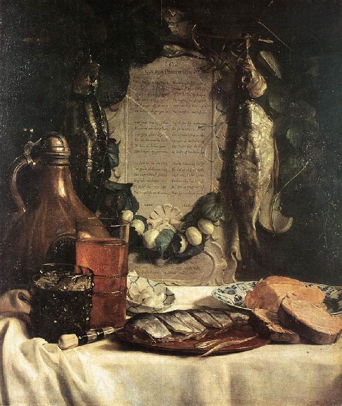 BRAY, Joseph de Still-life in Praise of the Pickled Herring df Spain oil painting art